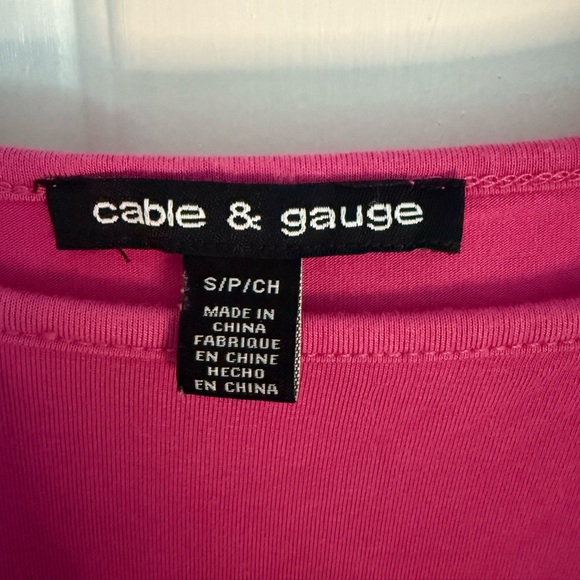 Cable & Gauge Cap Sleeve Top, High Low Hem, soft with Pink&Gold Hardware - Picture 2 of 9